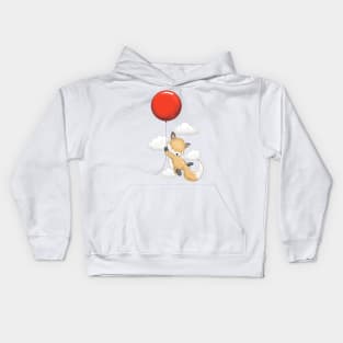 Cute animal. Cute Fox flying with balloons Kids Hoodie